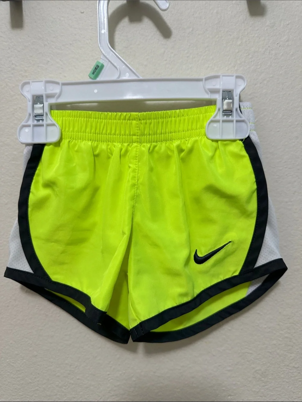 Nike Kids' Neon Yellow and Black Dri-FIT Athletic Shorts